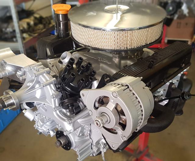 Rebuilt Rover V8 engine with Edelbrock carburettor and Offenhauser intake manifold